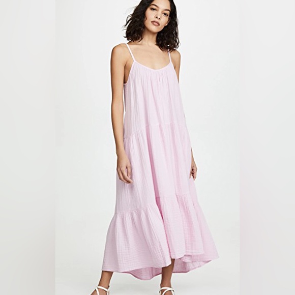 XIRENA • Ruby dress tiered soft cotton gauze pink XS - Picture 1 of 6